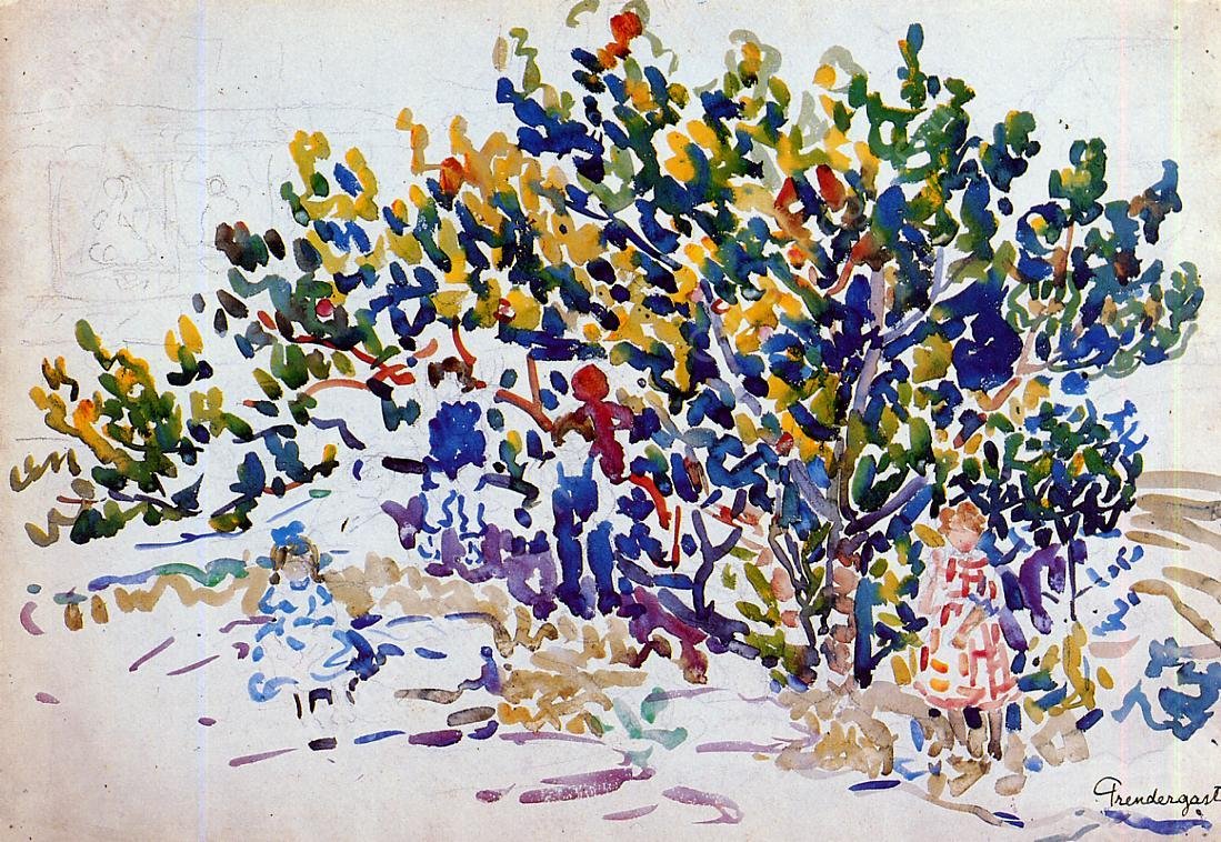 Children in the Tree by Maurice Brazil Prendergast - Hand-Painted Oil Painting Reproduction