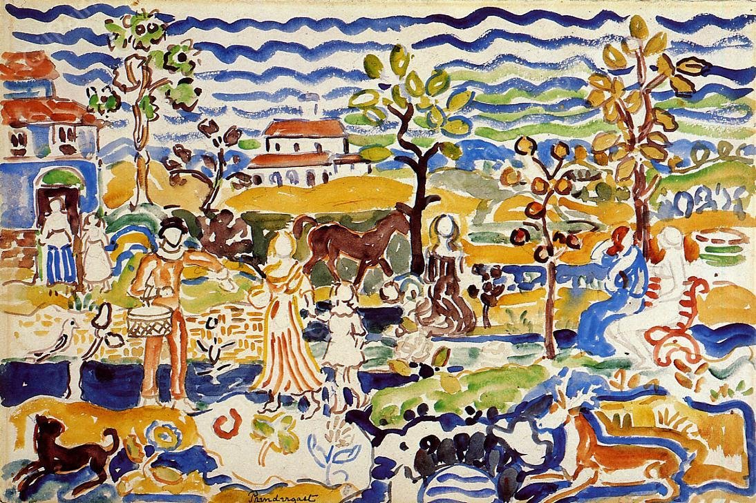 Decorative Composition by Maurice Brazil Prendergast - Hand-Painted Oil Painting Reproduction