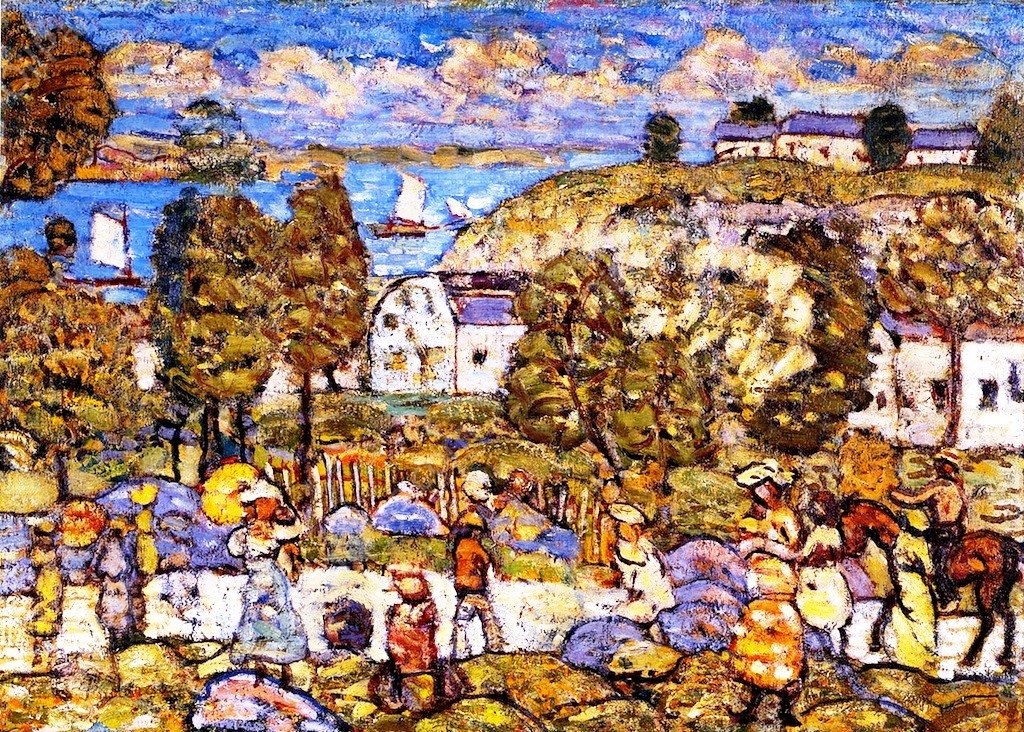 Landscape near Hahant by Maurice Brazil Prendergast - Hand-Painted Oil Painting Reproduction