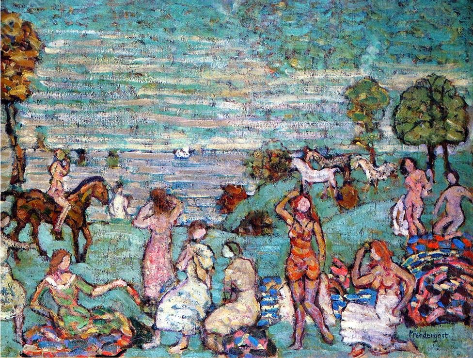 Picnic by the Sea by Maurice Brazil Prendergast - Hand-Painted Oil Painting Reproduction