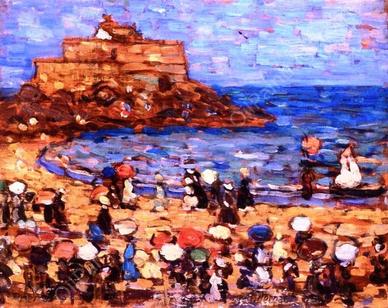 Seascape - St. Malo by Maurice Brazil Prendergast - Hand-Painted Oil Painting Reproduction