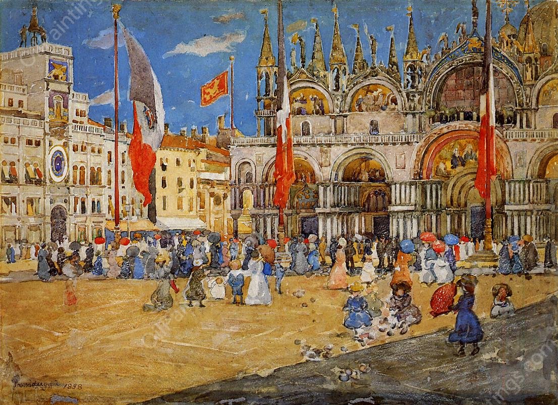 St. Mark's, Venice by Maurice Brazil Prendergast - Hand-Painted Oil Painting Reproduction