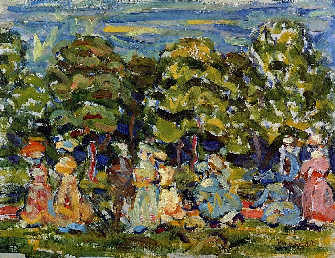 Summer in the Park by Maurice Brazil Prendergast - Hand-Painted Oil Painting Reproduction