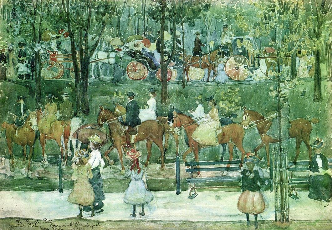 The Bridle Path, Central Park by Maurice Brazil Prendergast - Hand-Painted Oil Painting Reproduction