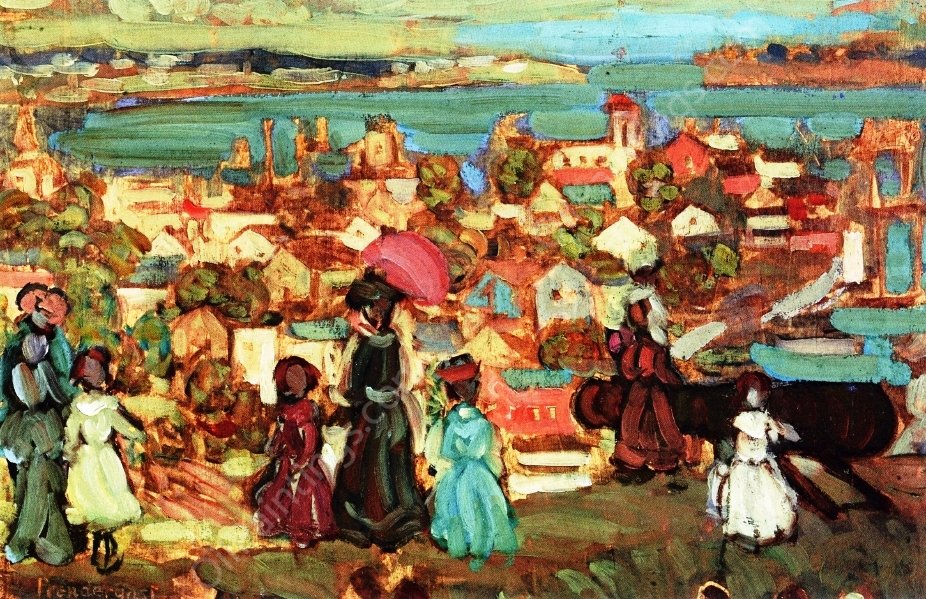 Village by the Sea by Maurice Brazil Prendergast - Hand-Painted Oil Painting Reproduction