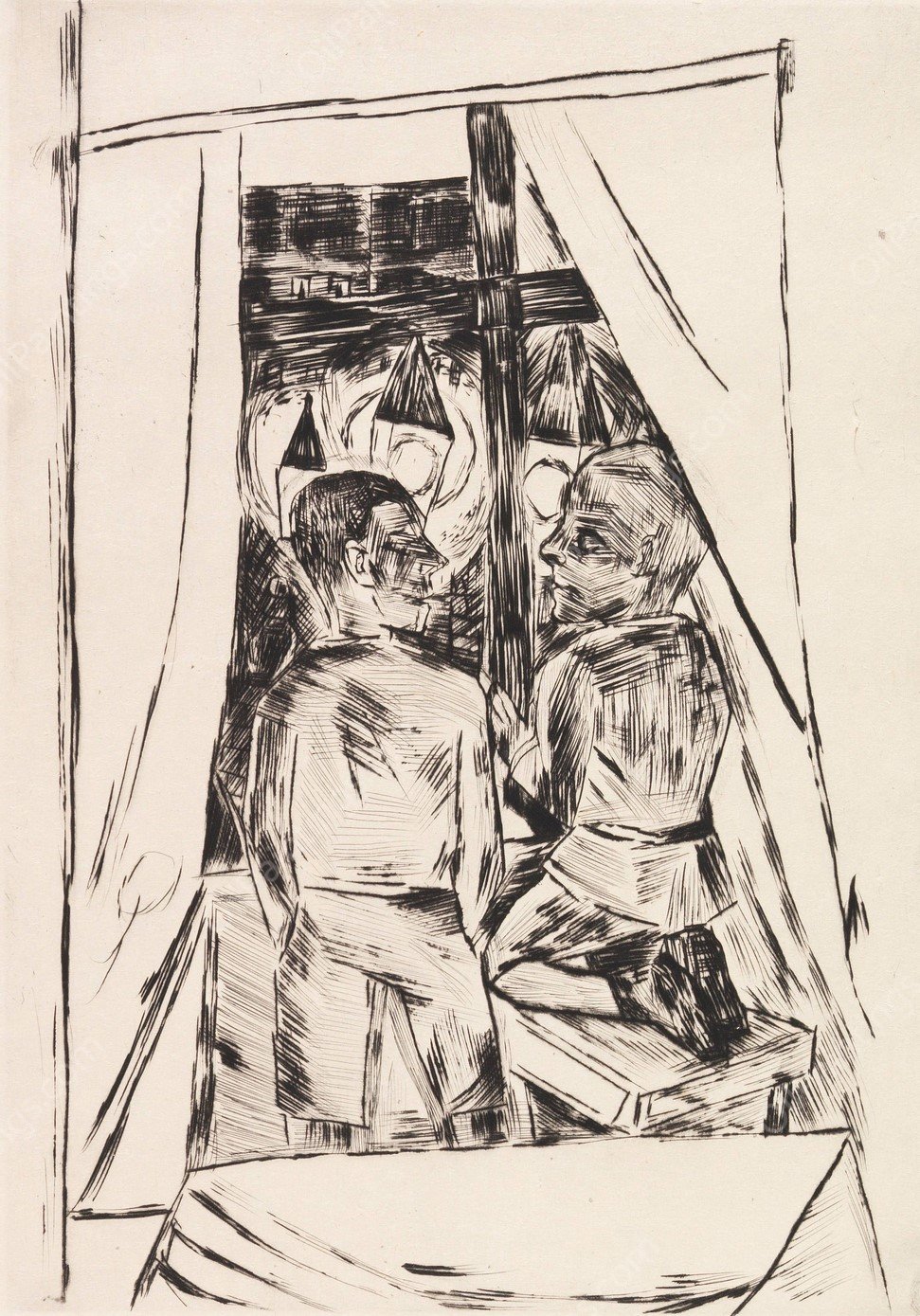 Kinder am Fenster  by Max Beckmann - Hand-Painted Oil Painting Reproduction