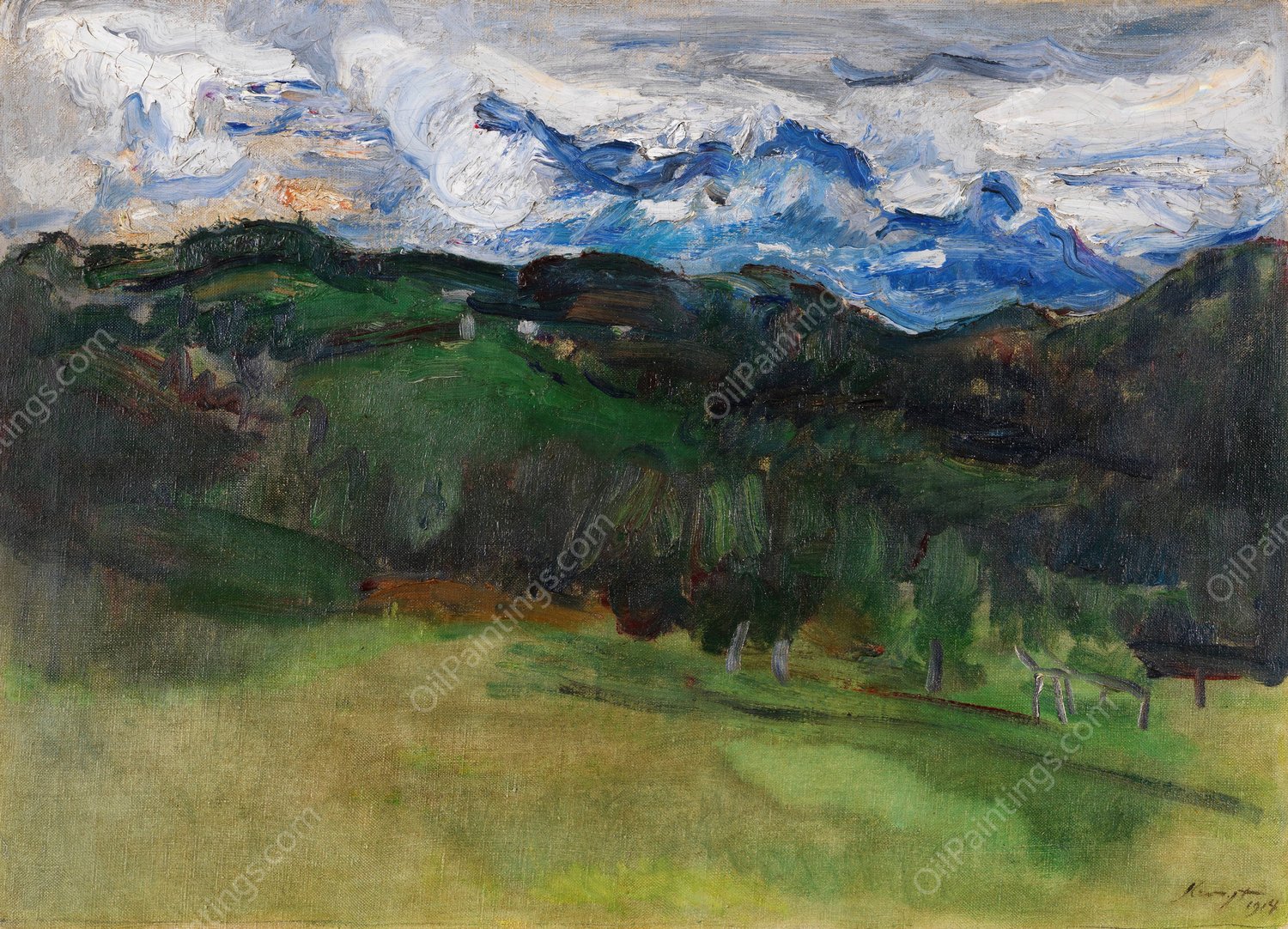 Gewitter uber dem Rosengarten bei Bozen  by Max Slevogt - Hand-Painted Oil Painting Reproduction