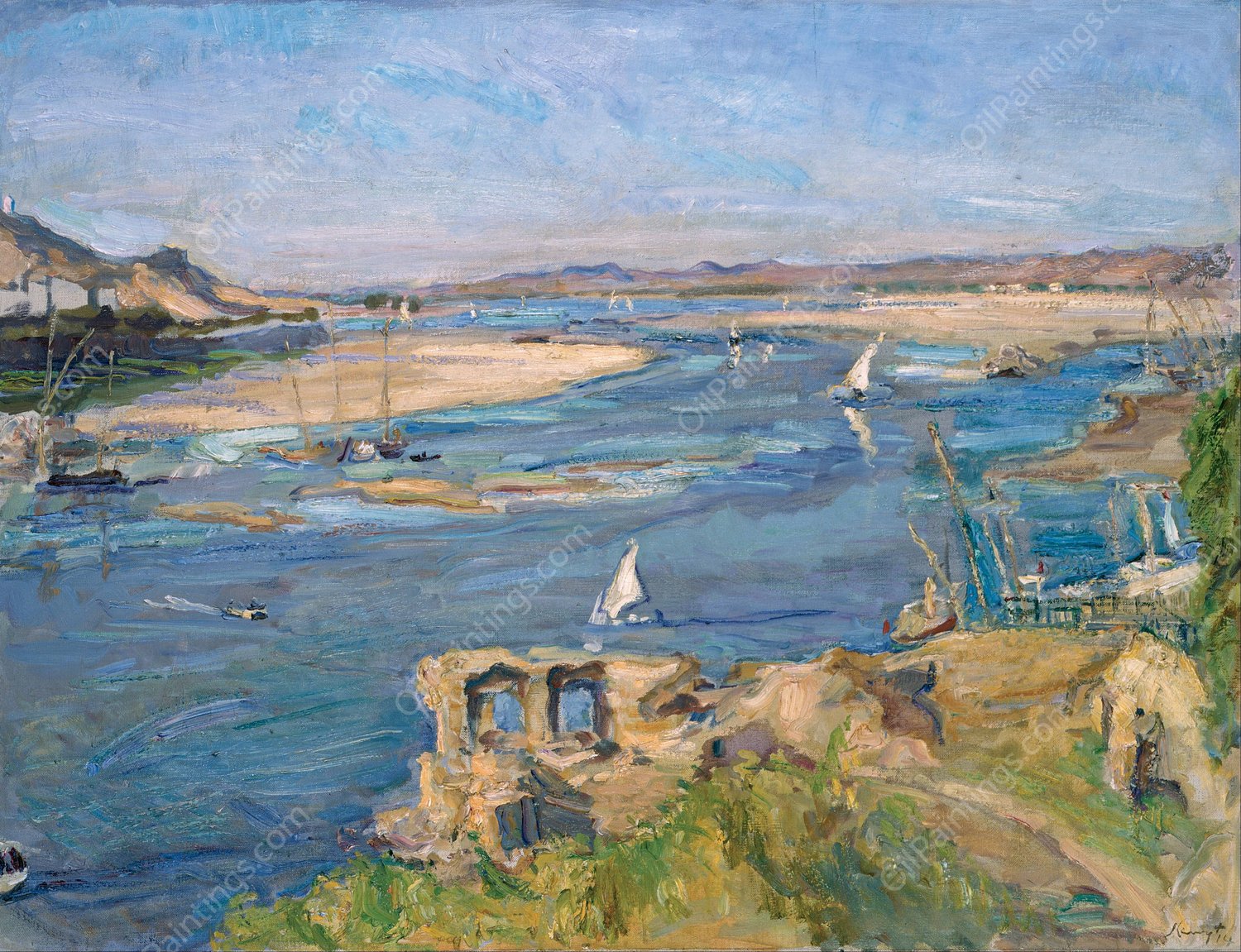 The Nile near Aswan by Max Slevogt - Hand-Painted Oil Painting Reproduction