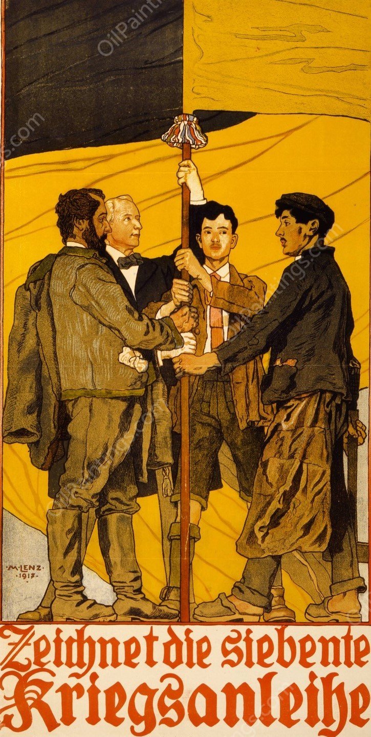Zeichnet die siebente Kriegsanleihe  by Maximilian Lenz - Hand-Painted Oil Painting Reproduction