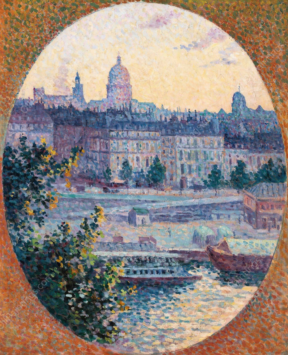 Le Quai Montebello Et La Colline Sainte-Genevieve  by Maximilien Luce - Hand-Painted Oil Painting Reproduction