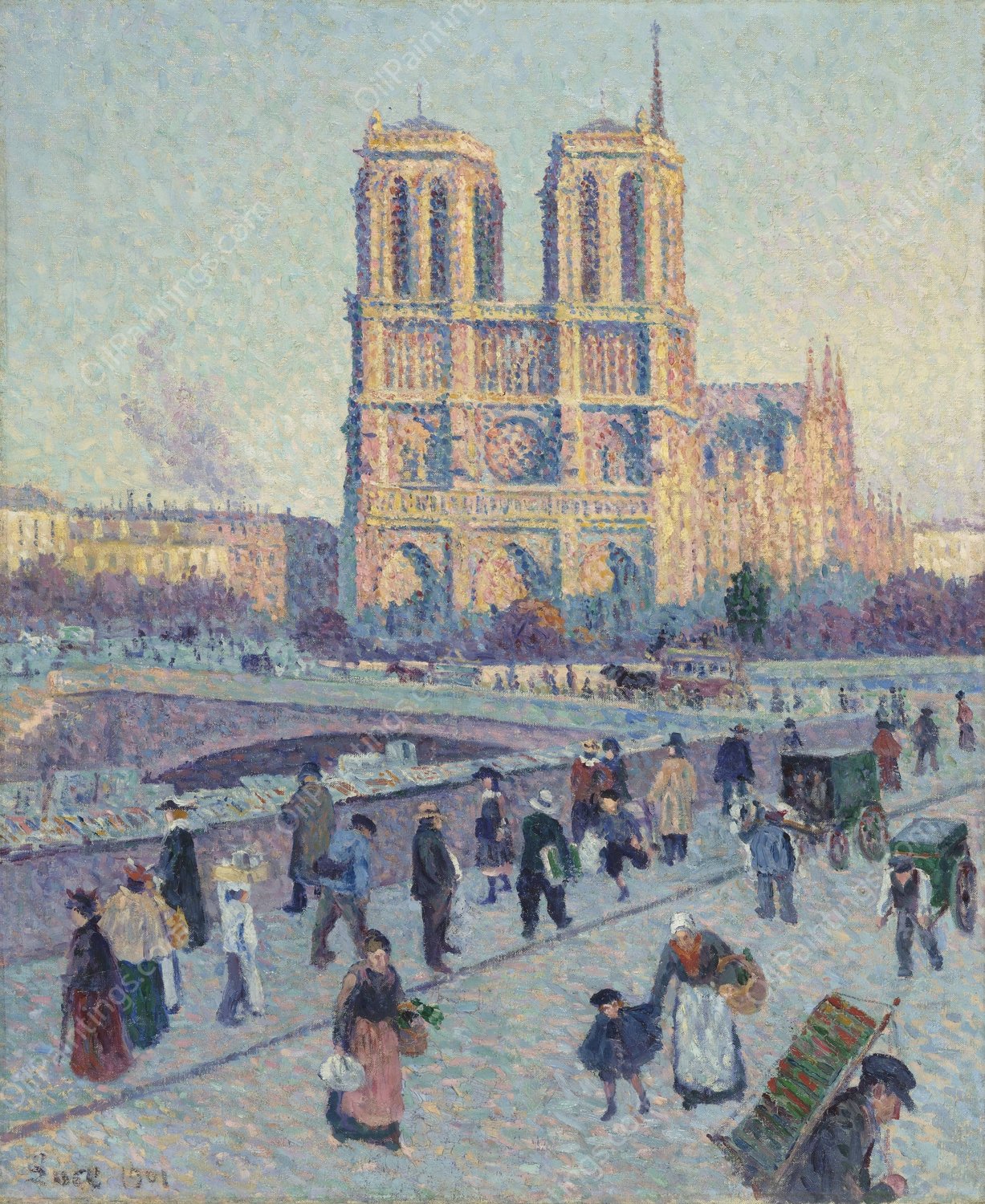 The Quai Saint-Michel and Notre-Dame by Maximilien Luce - Hand-Painted Oil Painting Reproduction