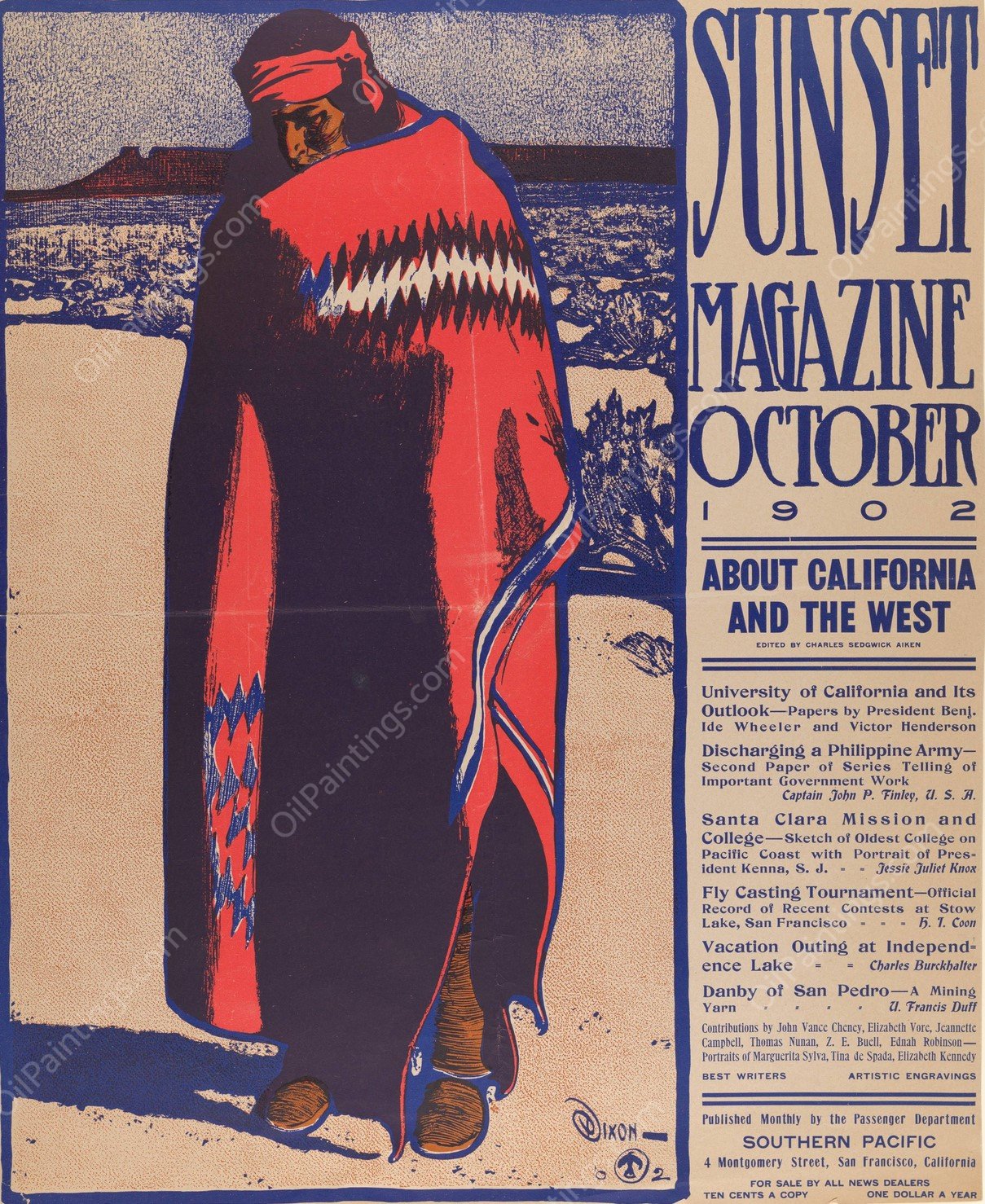 Sunset Magazine, October  by Maynard Dixon - Hand-Painted Oil Painting Reproduction