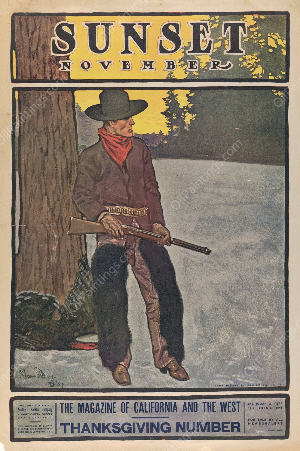 Sunset Magazine, Thanksgiving Number, November  by Maynard Dixon - Hand-Painted Oil Painting Reproduction