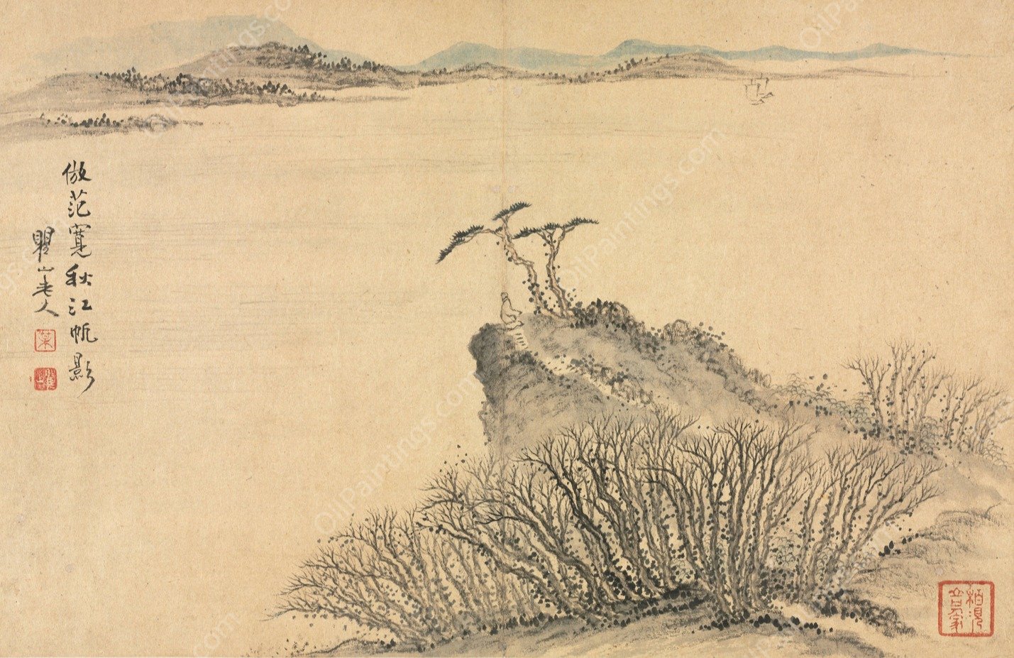 Landscapes in Various Styles after Old Masters 8  by Mei Qing - Hand-Painted Oil Painting Reproduction