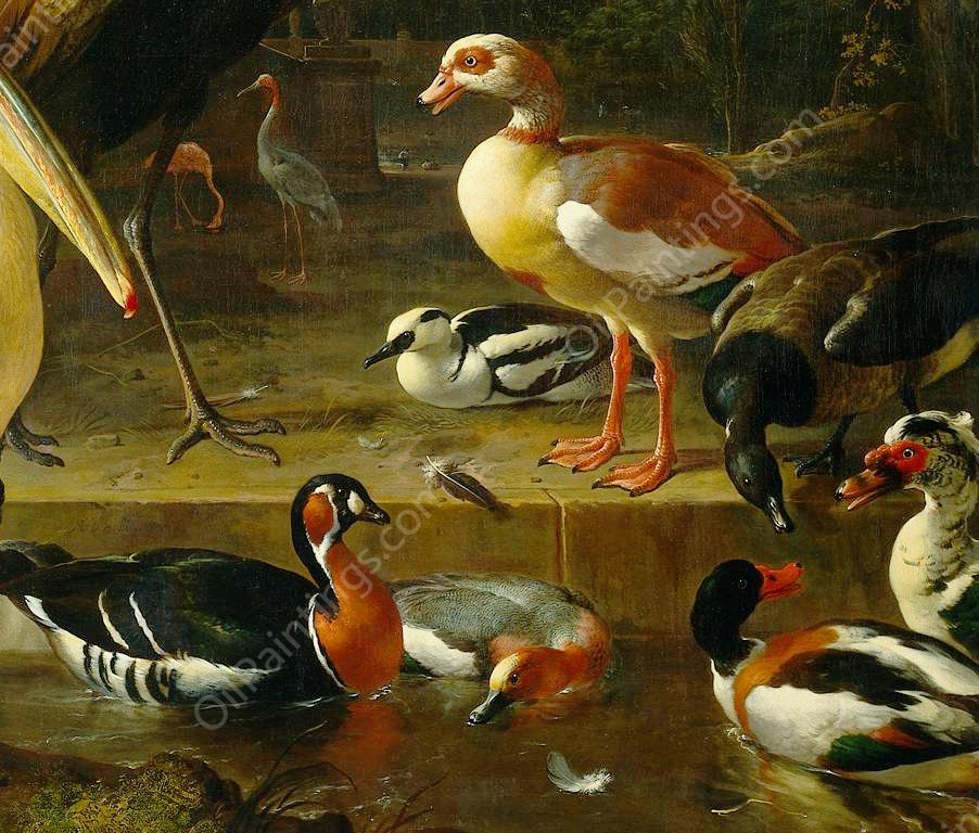 The Floating Feather by Melchior Hondecoeter - Hand-Painted Oil Painting Reproduction