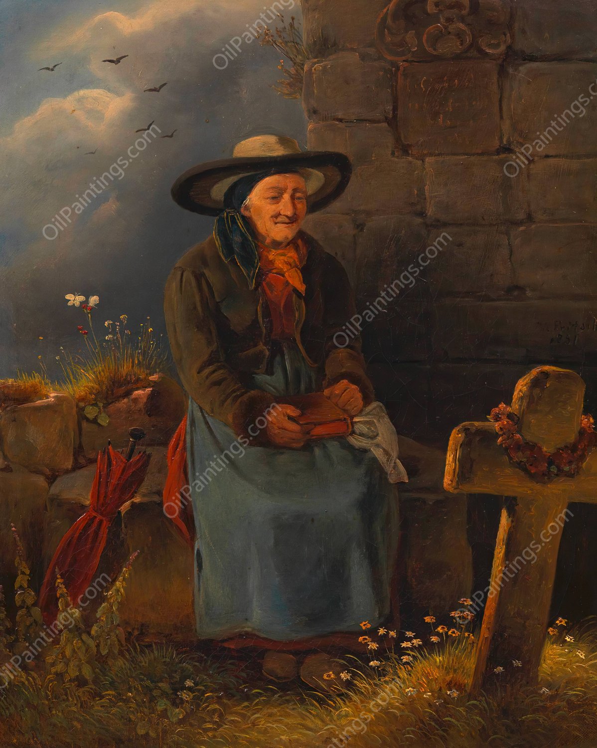 Am Friedhof  by Melchior Fritsch - Hand-Painted Oil Painting Reproduction