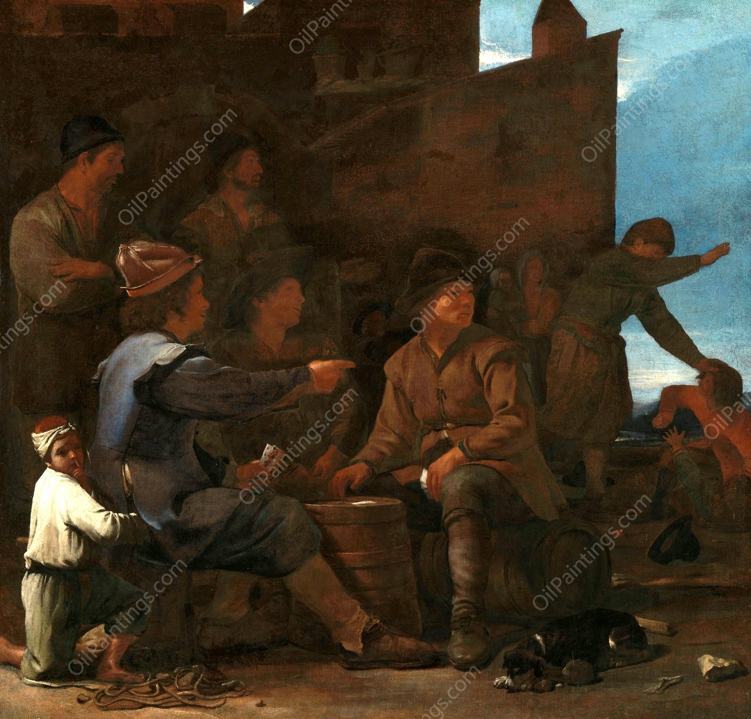 The Card Players  by Michael Sweerts - Hand-Painted Oil Painting Reproduction