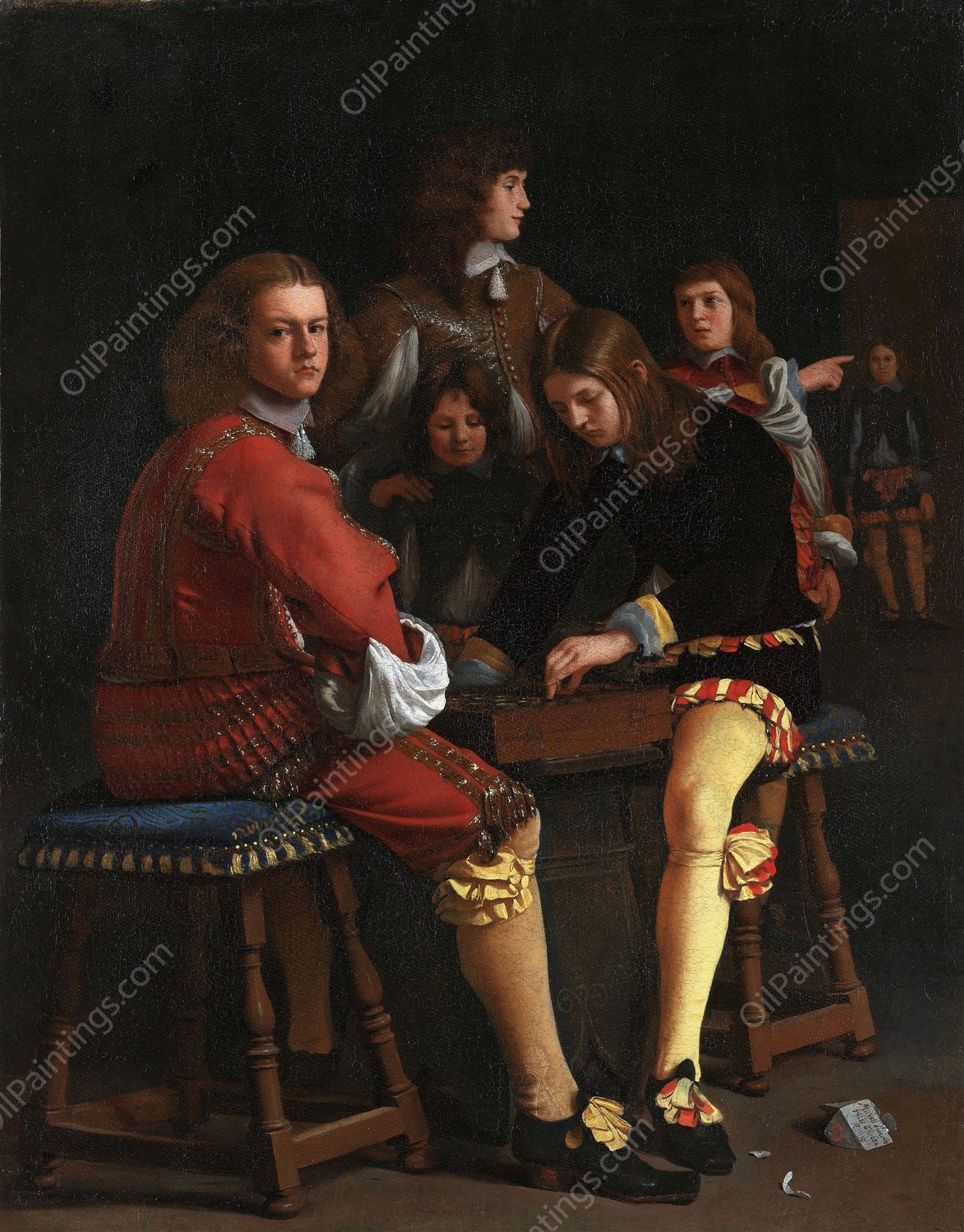 The Draughts Players  by Michael Sweerts - Hand-Painted Oil Painting Reproduction