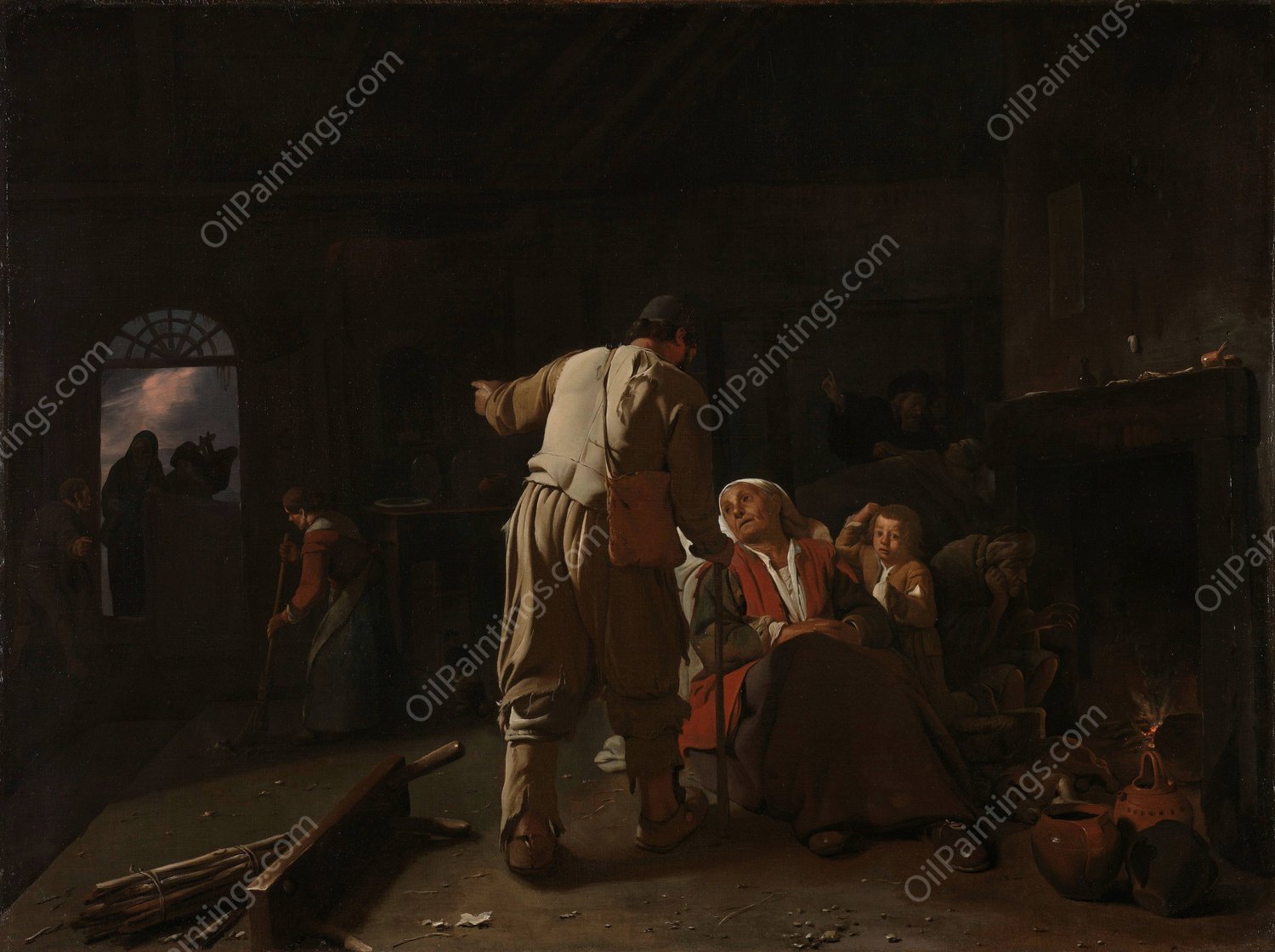 Visiting the Sick  by Michael Sweerts - Hand-Painted Oil Painting Reproduction