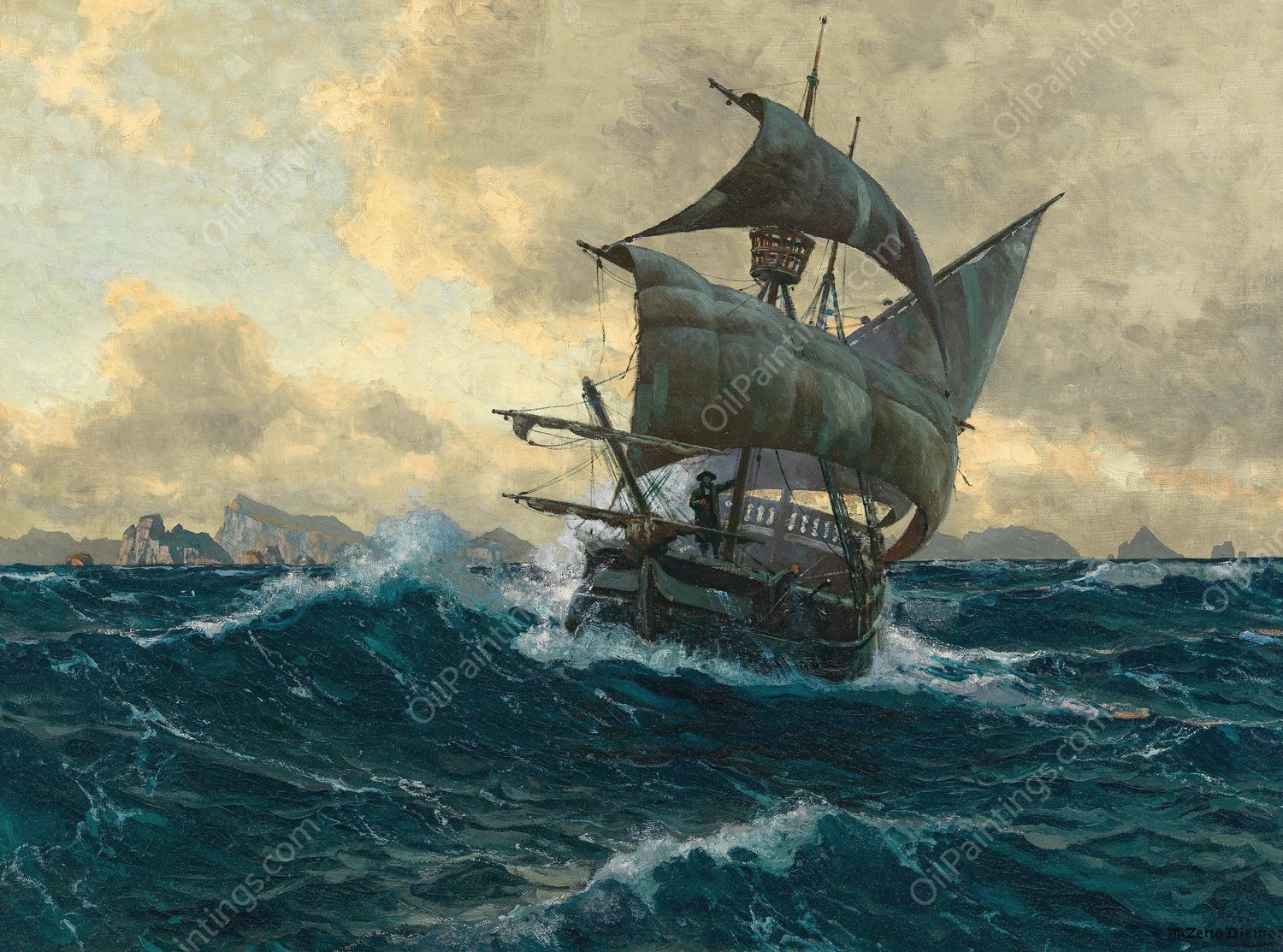 Der fliegende Hollander by Michael Zeno Diemer - Hand-Painted Oil Painting Reproduction