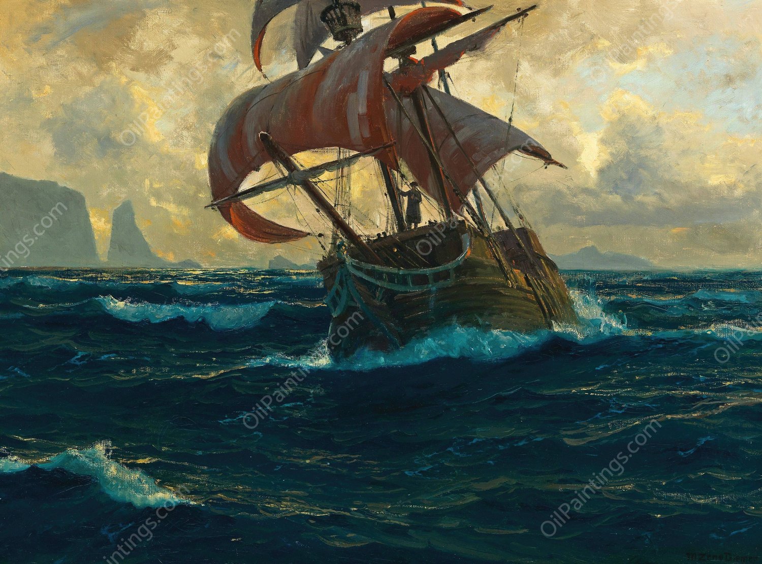 Der fliegende Hollander by Michael Zeno Diemer - Hand-Painted Oil Painting Reproduction