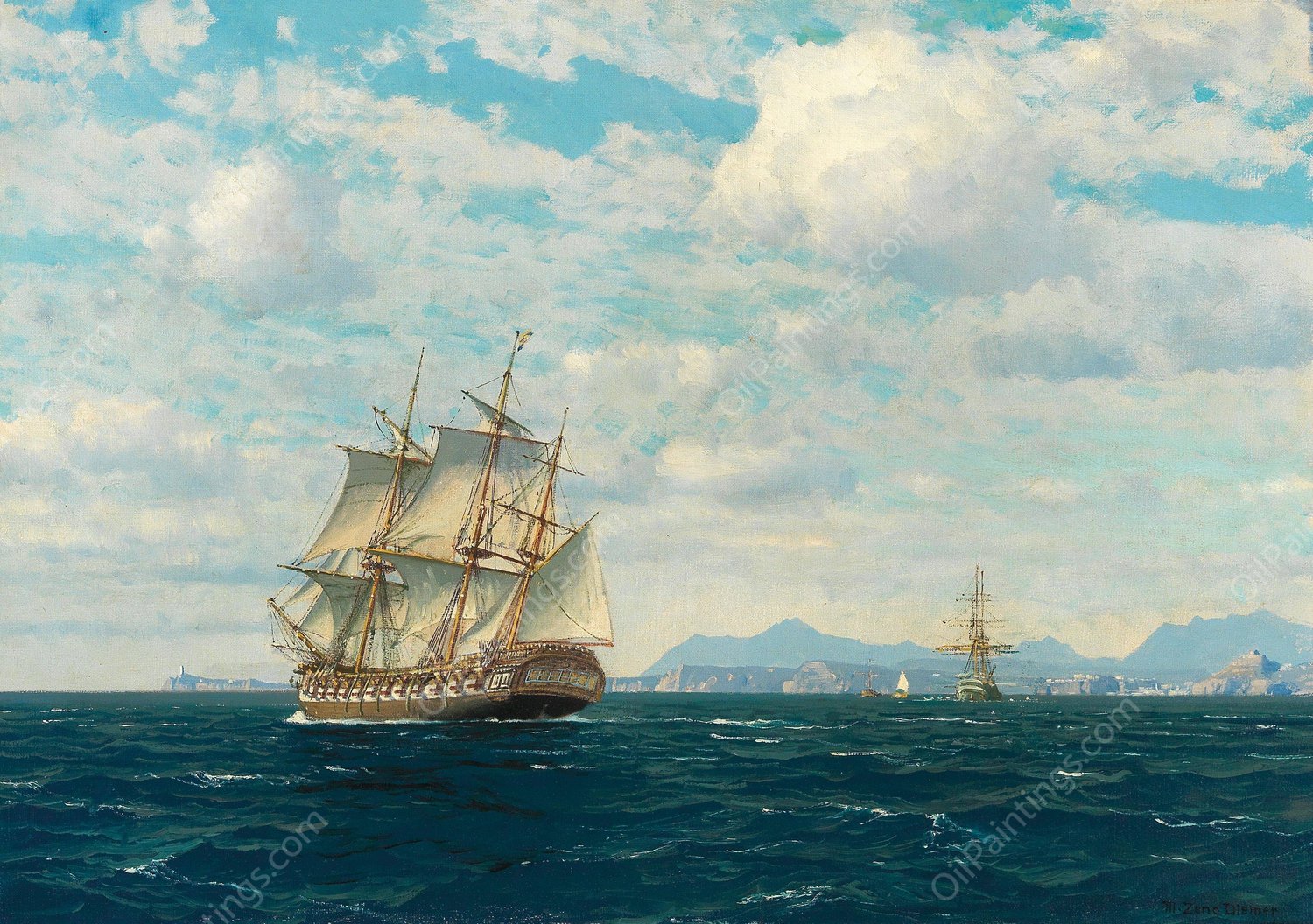 South Africa, View of the Cape of Good Hope by Michael Zeno Diemer - Hand-Painted Oil Painting Reproduction
