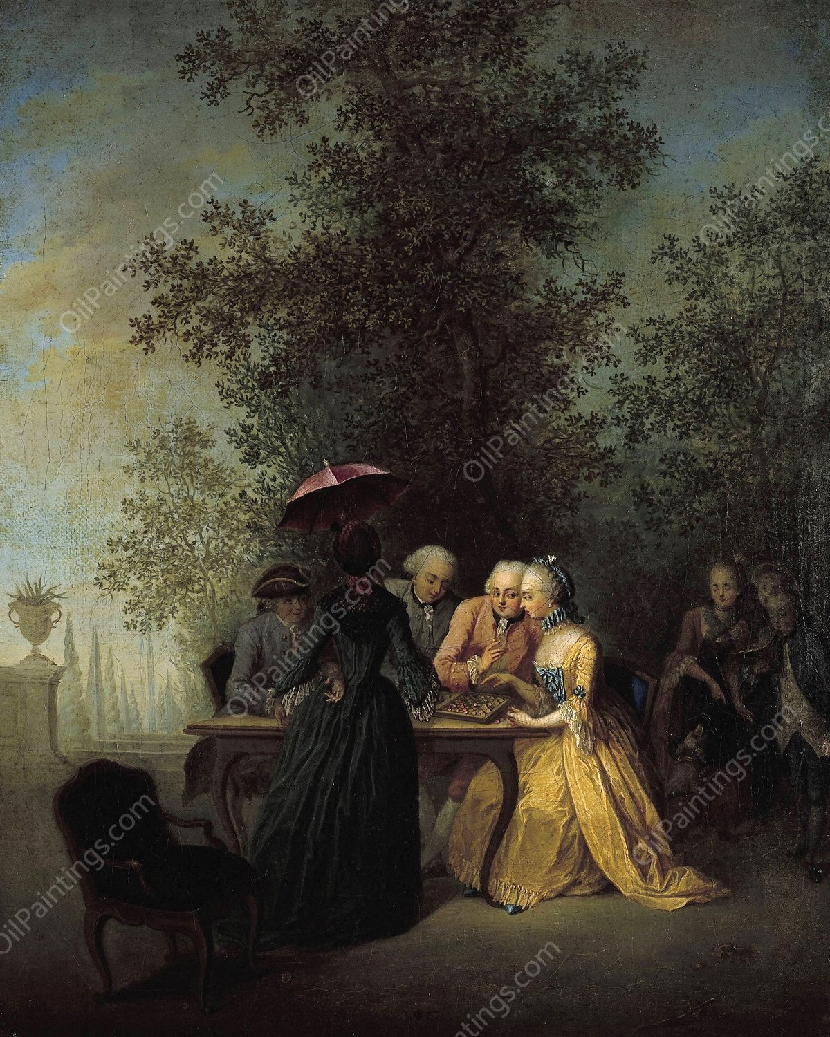 La Partie de dames  by Michel-Barthelemy Ollivier - Hand-Painted Oil Painting Reproduction