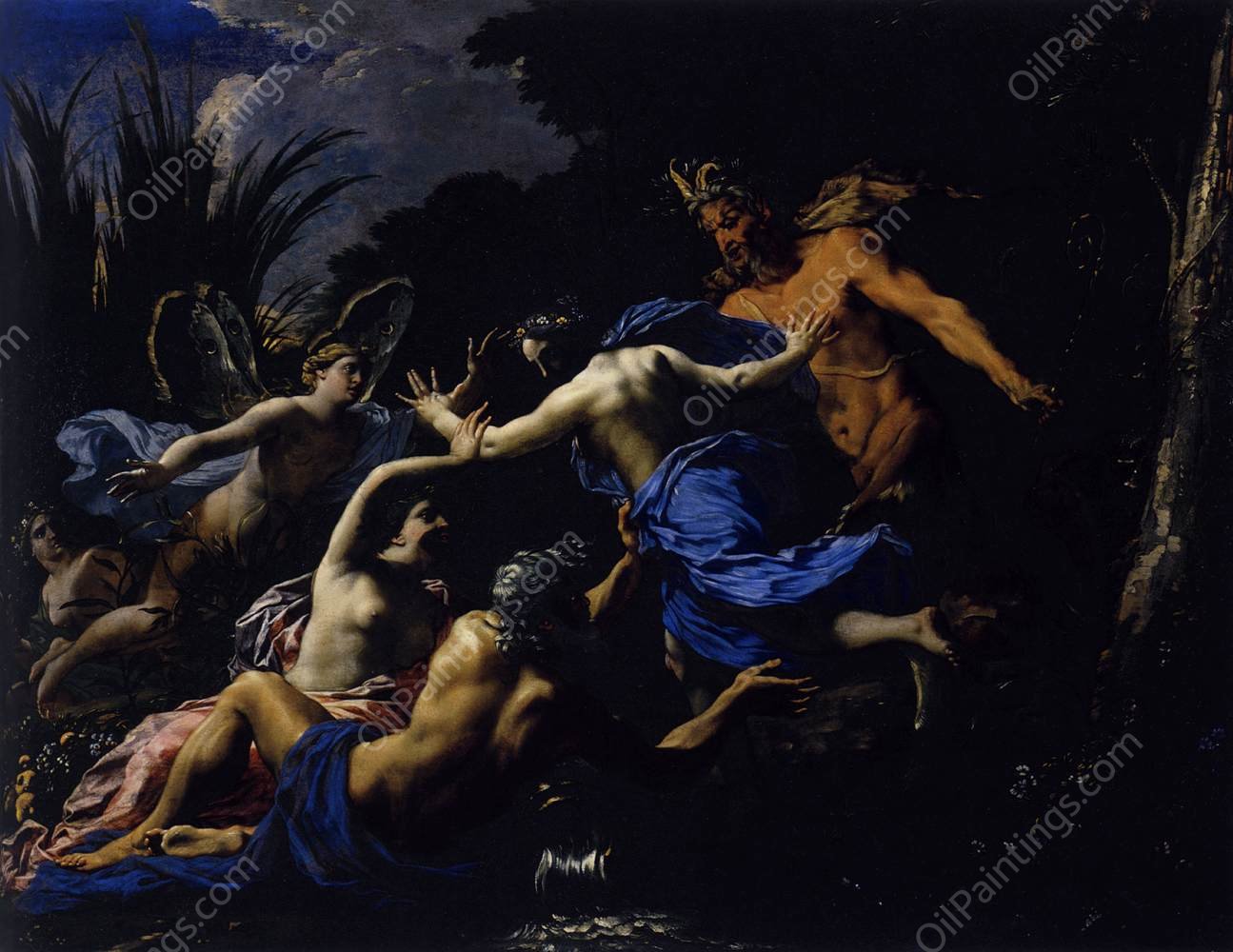 Pan and Syrinx by Michel Dorigny - Hand-Painted Oil Painting Reproduction