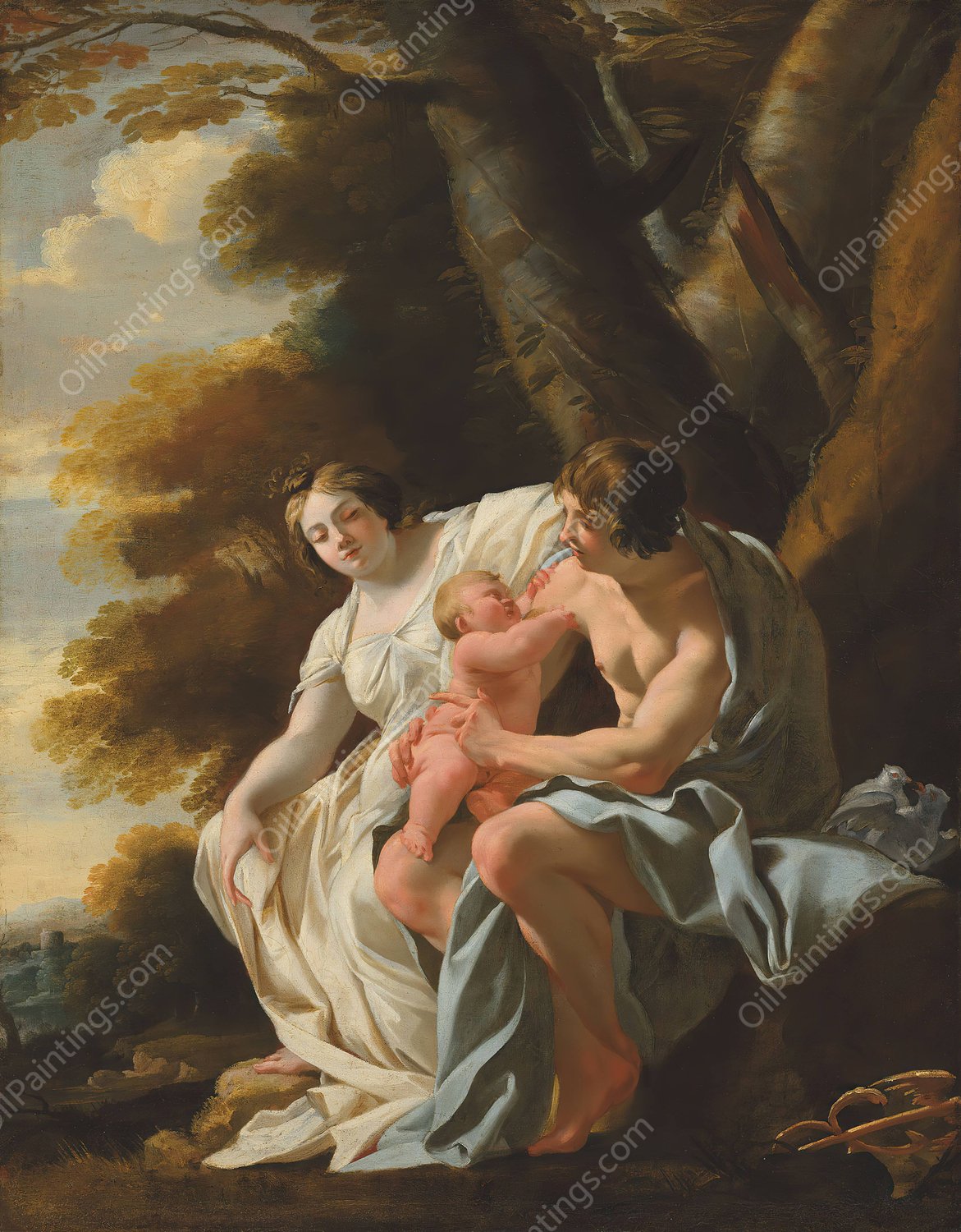 The Education of Cupid by Michel Dorigny - Hand-Painted Oil Painting Reproduction