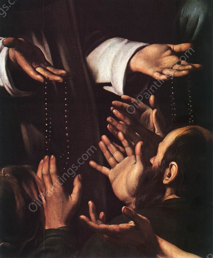 Madonna del Rosario Detail by Caravaggio - Hand-Painted Oil Painting Reproduction