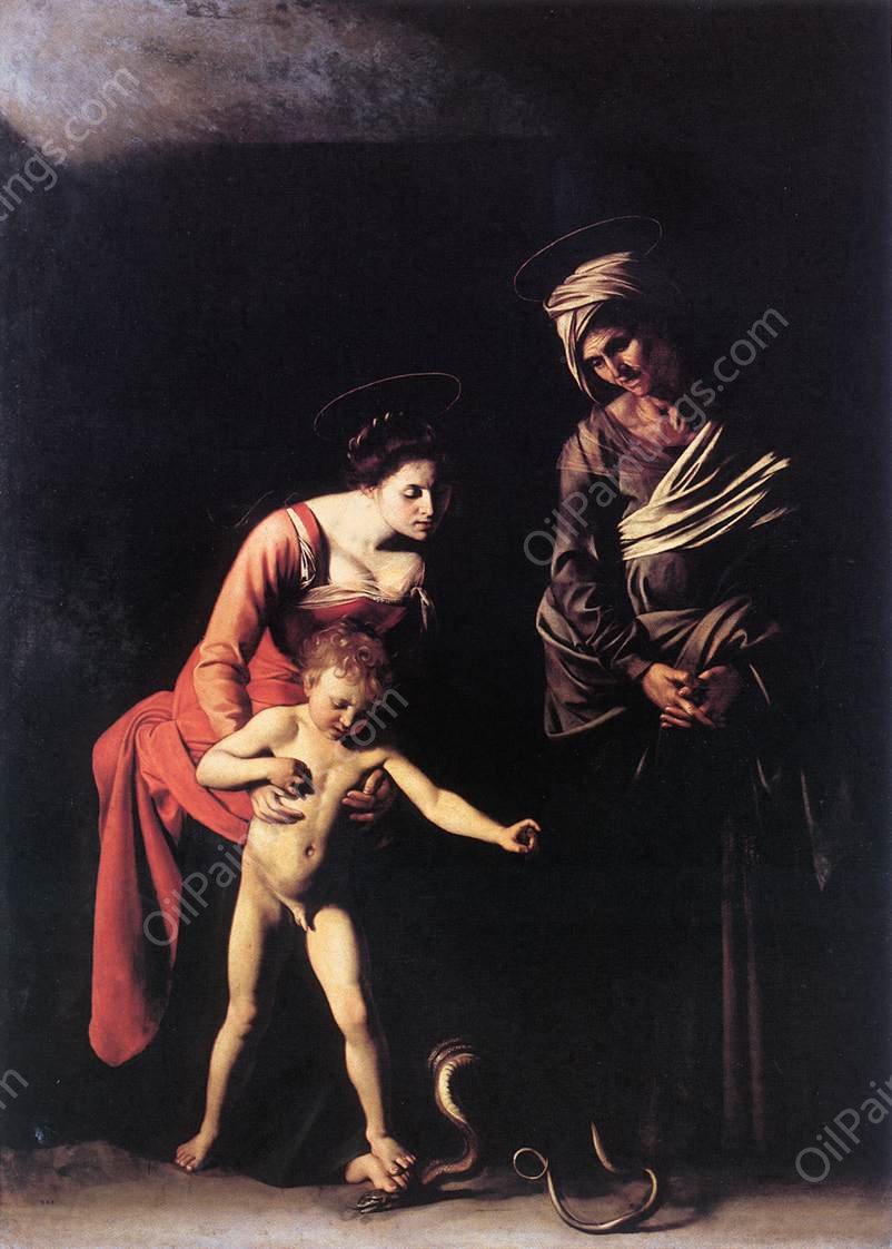 Madonna with the Serpent by Caravaggio - Hand-Painted Oil Painting Reproduction