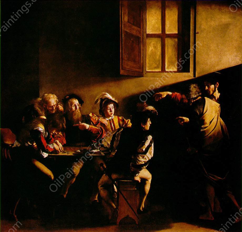 The Calling of Saint Matthew by Caravaggio - Hand-Painted Oil Painting Reproduction