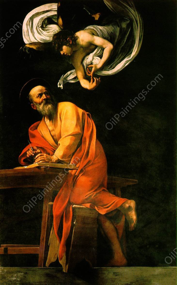 The Inspiration of Saint Matthew by Caravaggio - Hand-Painted Oil Painting Reproduction