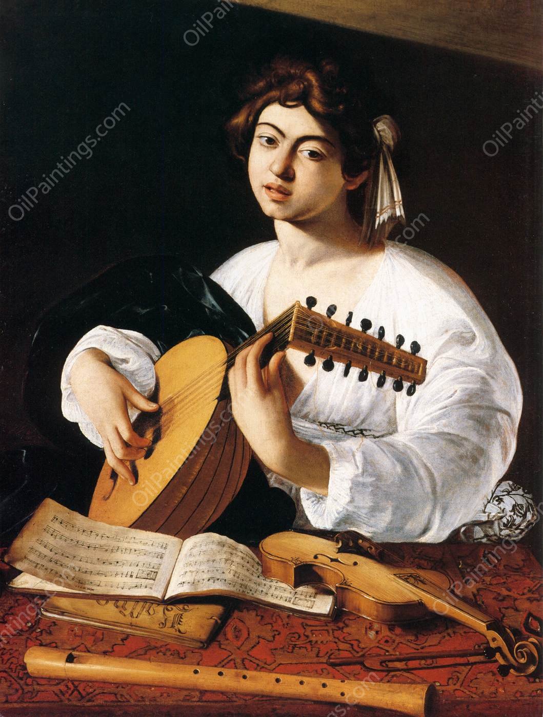 The Lute Player Detail by Caravaggio - Hand-Painted Oil Painting Reproduction