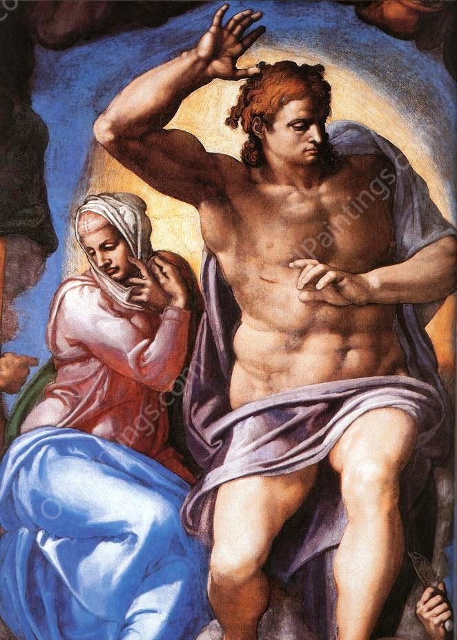 Last Judgment Detail 16 by Michelangelo - Hand-Painted Oil Painting Reproduction