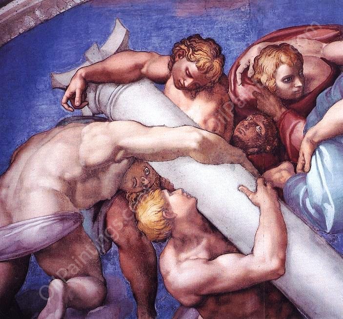 Last Judgment Detail 5 by Michelangelo - Hand-Painted Oil Painting Reproduction