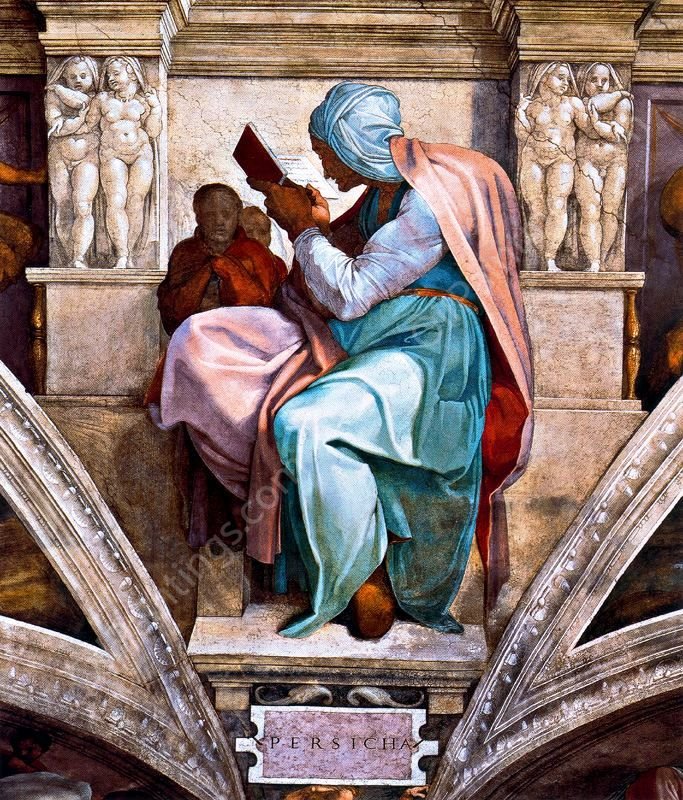 The Persian Sibyl II by Michelangelo - Hand-Painted Oil Painting Reproduction