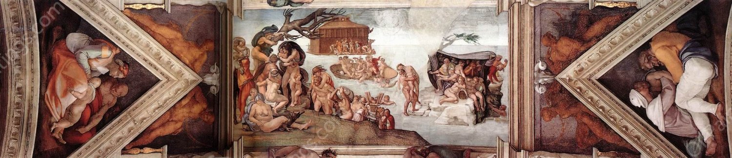 The Second Bay of the Ceiling by Michelangelo - Hand-Painted Oil Painting Reproduction