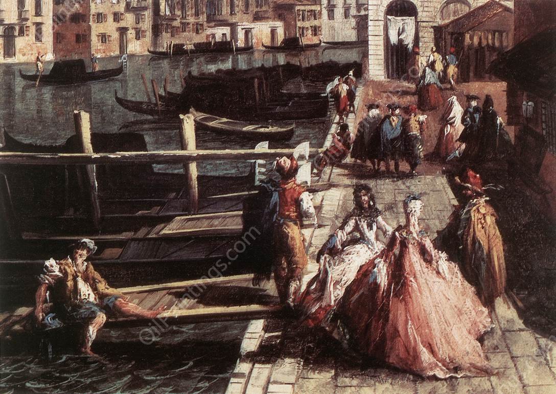 The Grand Canal at San Geremia Detail by Michele Marieschi - Hand-Painted Oil Painting Reproduction