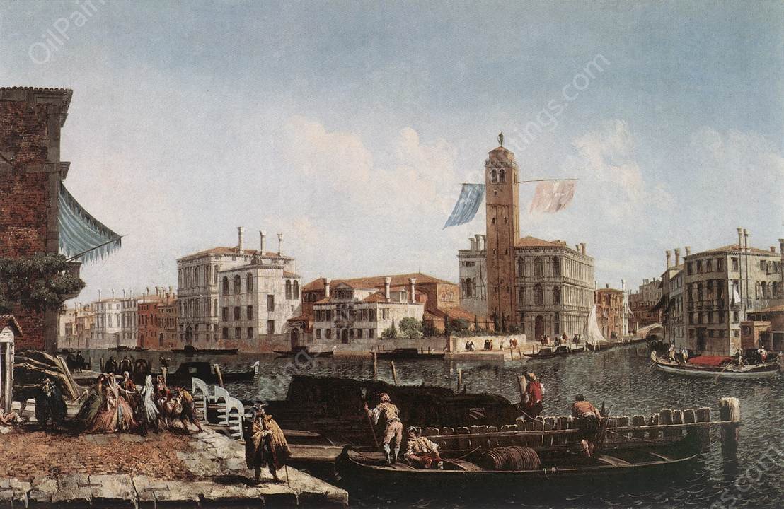 The Grand Canal with the Fishmarket by Michele Marieschi - Hand-Painted Oil Painting Reproduction
