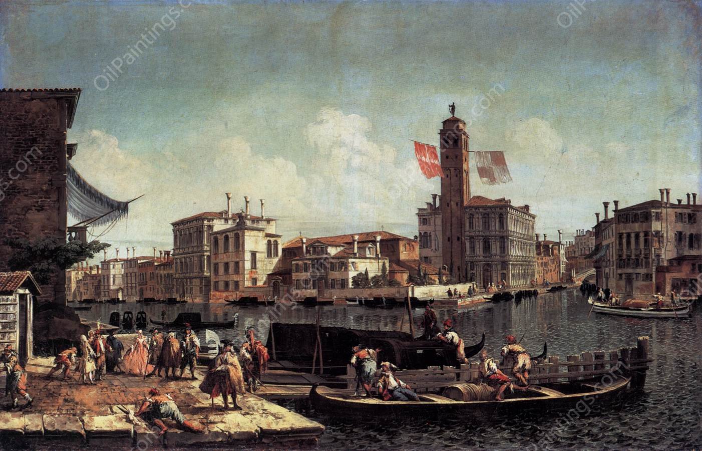 The Grand Canal with the Palazzo Labia and Entry to the Cannareggio by Michele Marieschi - Hand-Painted Oil Painting Reproduction