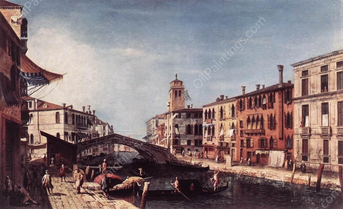 View of the Rio di Cannareggio by Michele Marieschi - Hand-Painted Oil Painting Reproduction