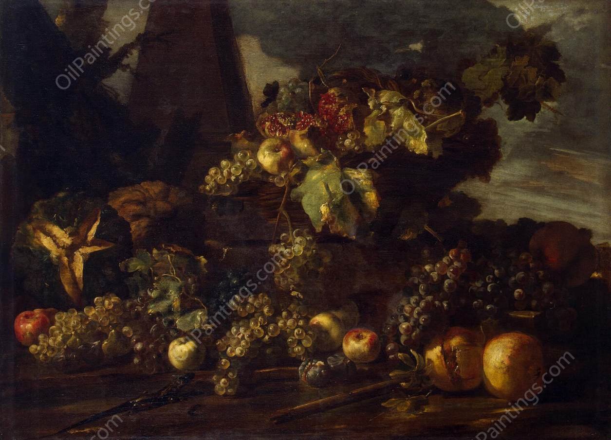Still-Life with Grapes by Michele Pace Del Campidoglio - Hand-Painted Oil Painting Reproduction