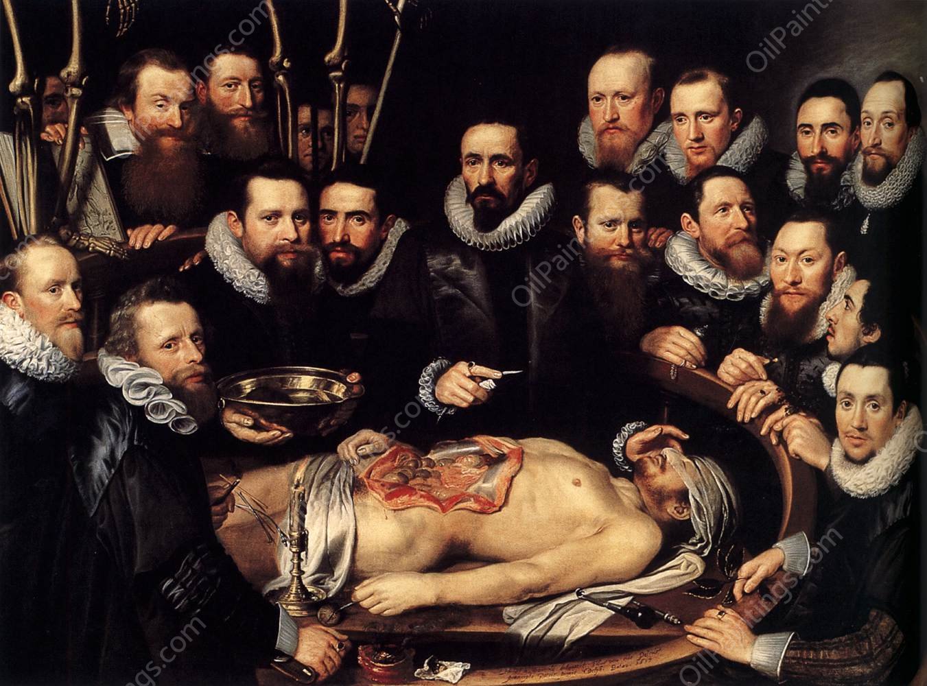 Anatomy Lesson of Dr. Willem van der Meer by Michiel Jansz Van Miereveld - Hand-Painted Oil Painting Reproduction