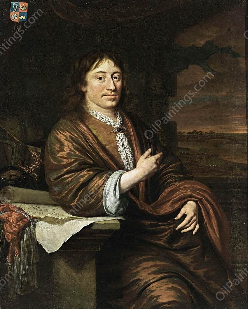 Portrait of Gerard Pietersz. Hulft by Michiel Van Musscher - Hand-Painted Oil Painting Reproduction