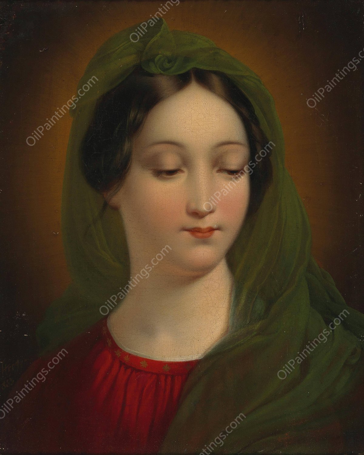 Portrait of the Madonna by Mihael Stroj - Hand-Painted Oil Painting Reproduction