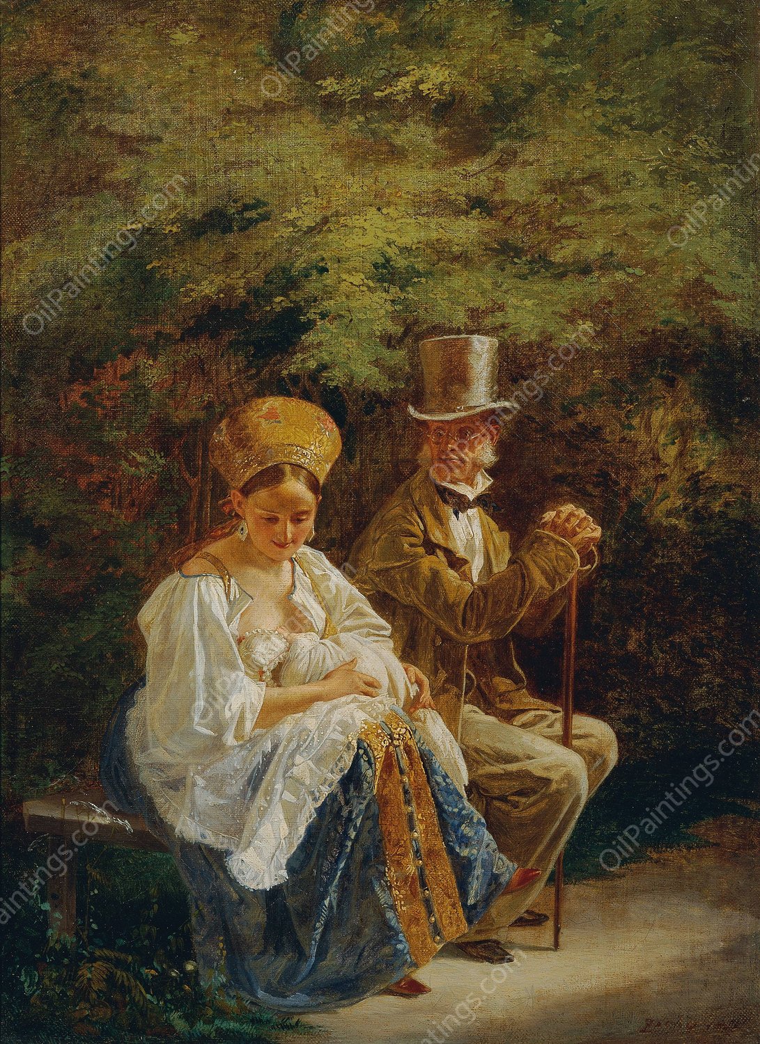 Der alte Hagestolz Der alte Junggeselle  by Mihaly Zichy - Hand-Painted Oil Painting Reproduction
