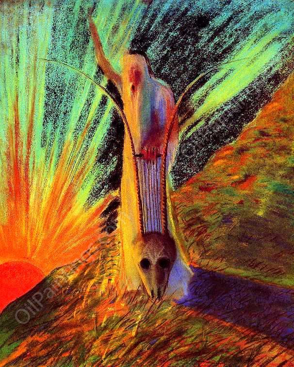 Enchanted City - Morning. Fantasy by Mikalojus Ciurlionis - Hand-Painted Oil Painting Reproduction