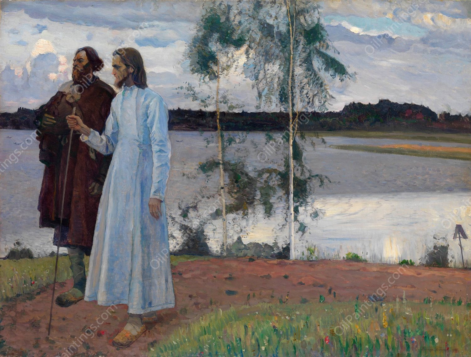 Wayfarers. Beyond the Volga  by Mikhail Nesterov - Hand-Painted Oil Painting Reproduction