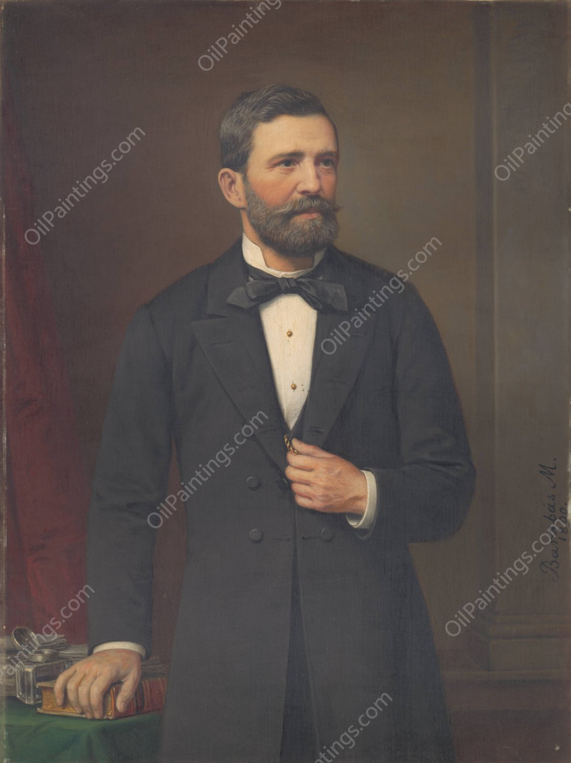 Portrait of a Man  by Miklos Barabas - Hand-Painted Oil Painting Reproduction